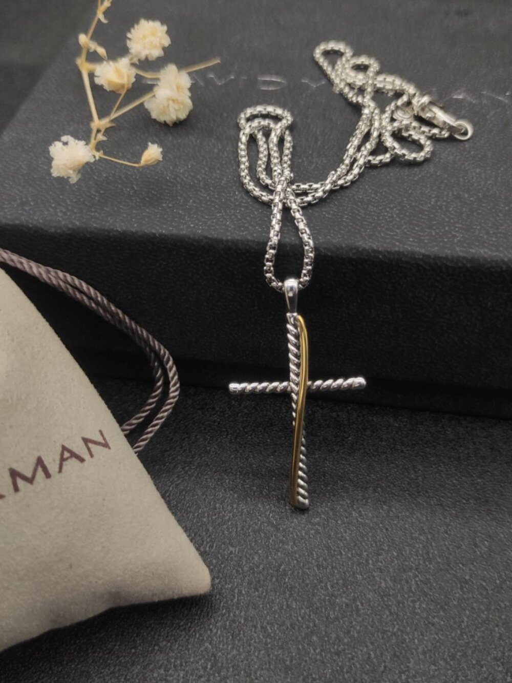 David Yurman Cross with Colored Pillar Necklace.
